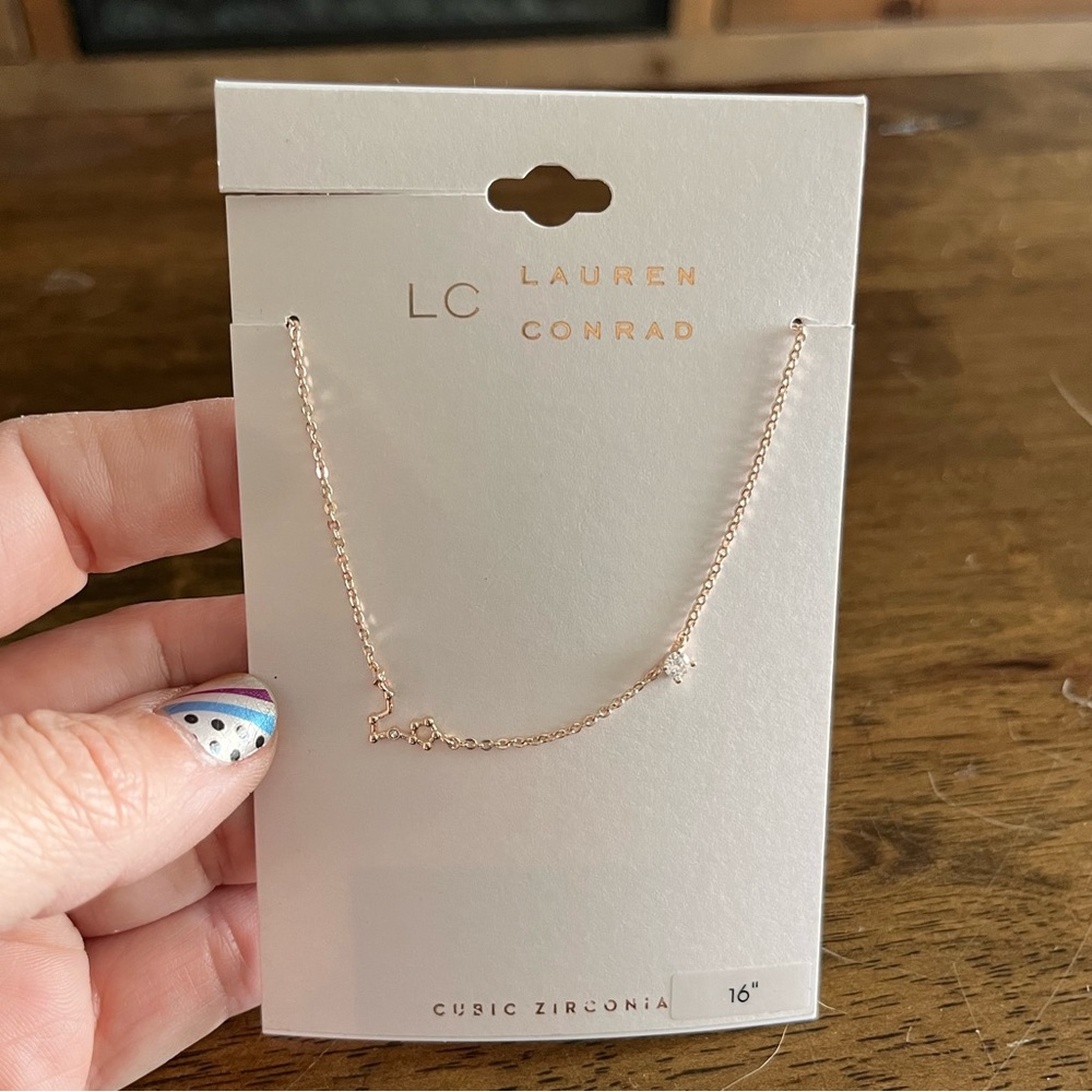 LC Lauren Conrad Gold Cubic Zirconia Necklace